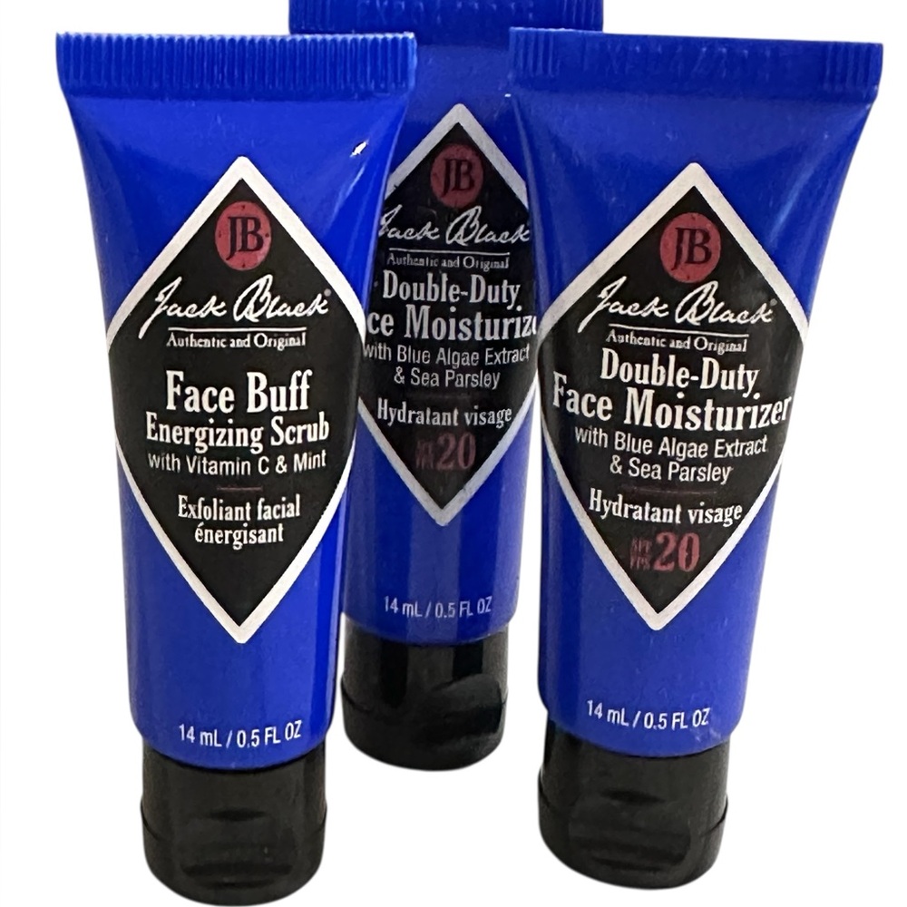 Bundle of 3 - 2 Jack‎ Black Men Double Duty Face Moisture and 1 Face Buff